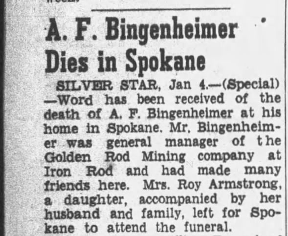 Albert Bingenheimer Dies in Spokane